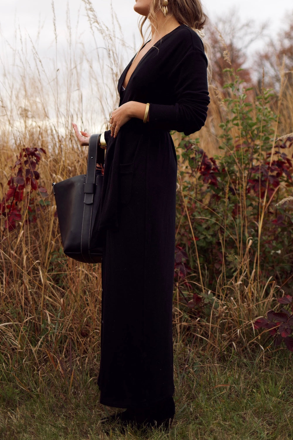Cardi Sweater Dress - Black
