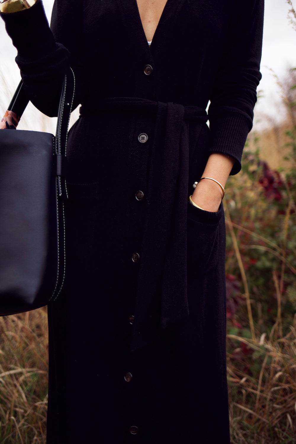 Cardi Sweater Dress - Black