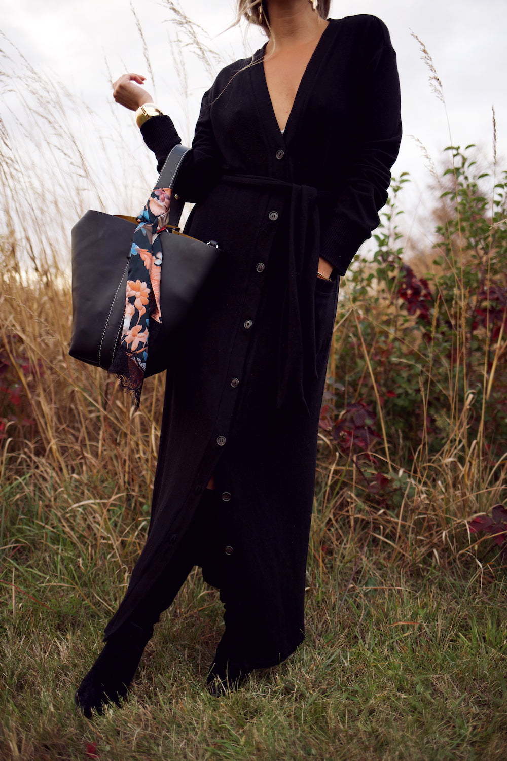 Cardi Sweater Dress - Black