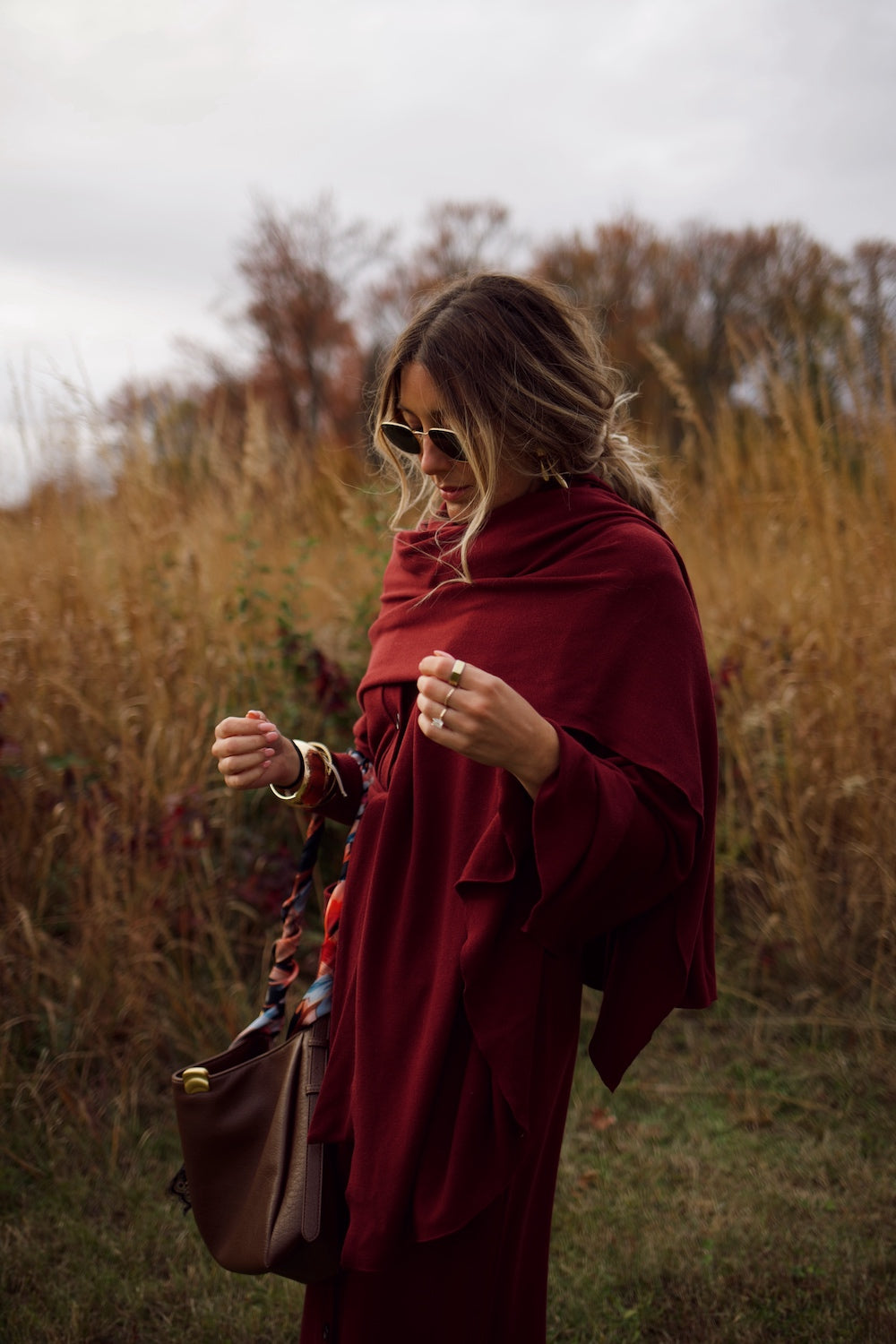Cardi Sweater Dress - Burgundy