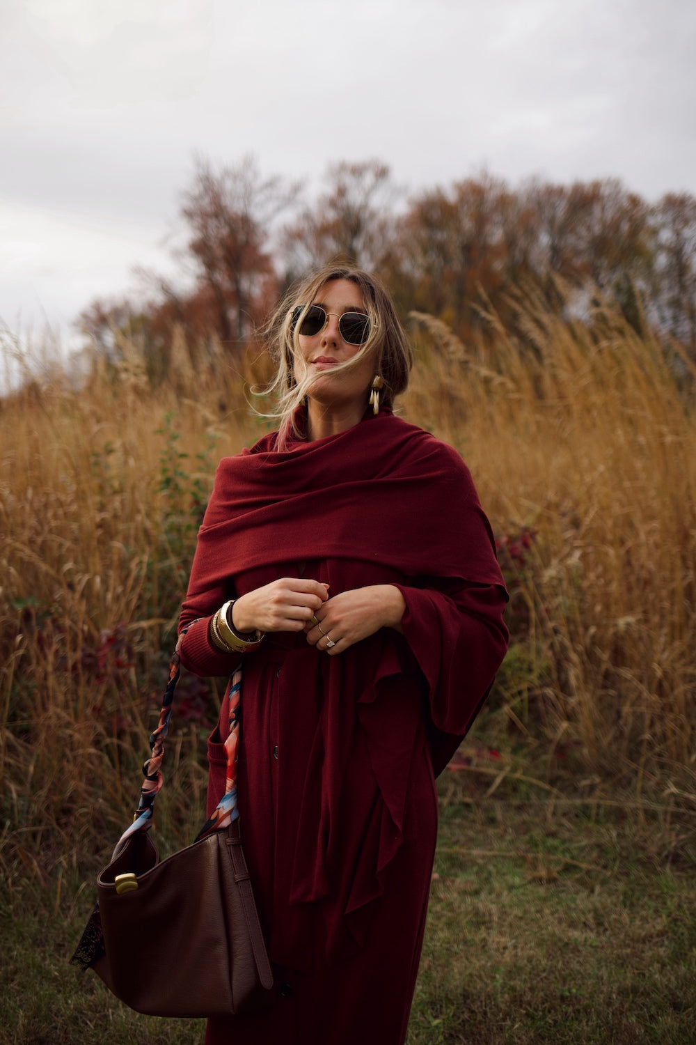 Cardi Sweater Dress - Burgundy