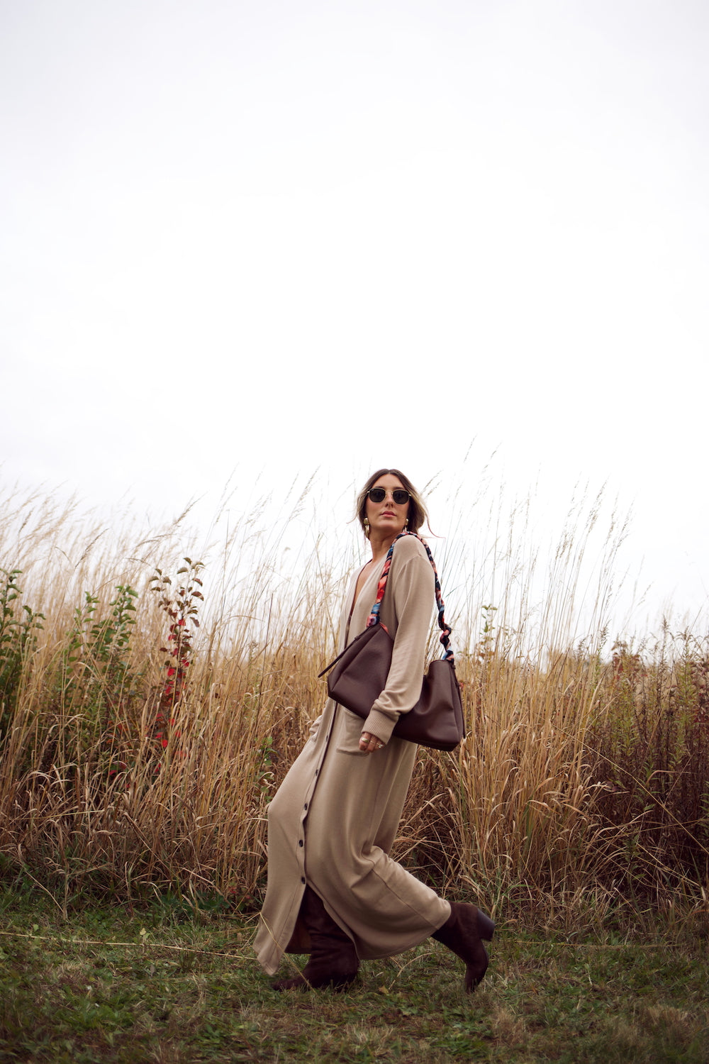 Cardi Sweater Dress - Camel