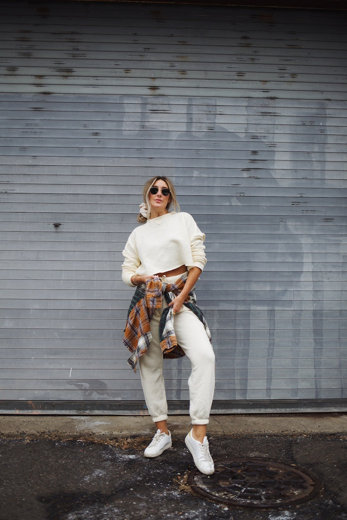 Ivory Cropped Sweatshirt